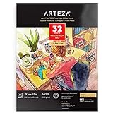 Arteza 9'x12' Watercolor Pad, 32 Sheets, 140lb/300gsm, Glue Bound, Cold Pressed, Acid Free Watercolor Paper Pad, Art Supplies for Wet, Dry & Mixed Media