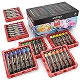 ARTEZA Acrylic Paint Set of 60 Colors, 0.74 ounces Tubes, 5 Metallic Colors Acrylic Paints, Non-Toxic Artist Paints. Art Supplies for Painting