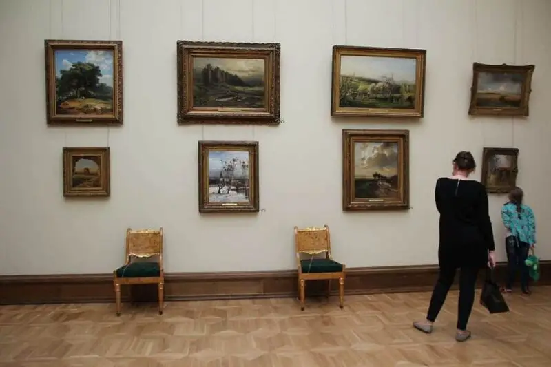 Museum oil paintings hanging