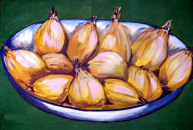 Oil pastel on onions