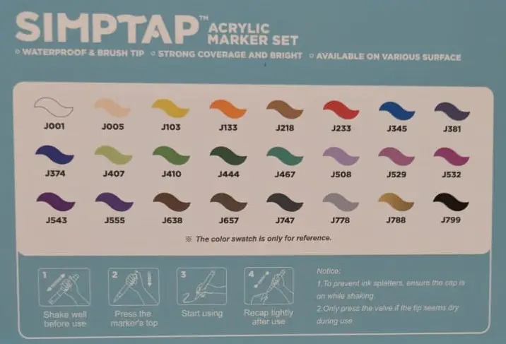 Arrtx Top Valve Action Marker Pen Set Review: Are They Worth It? color swatch from the box